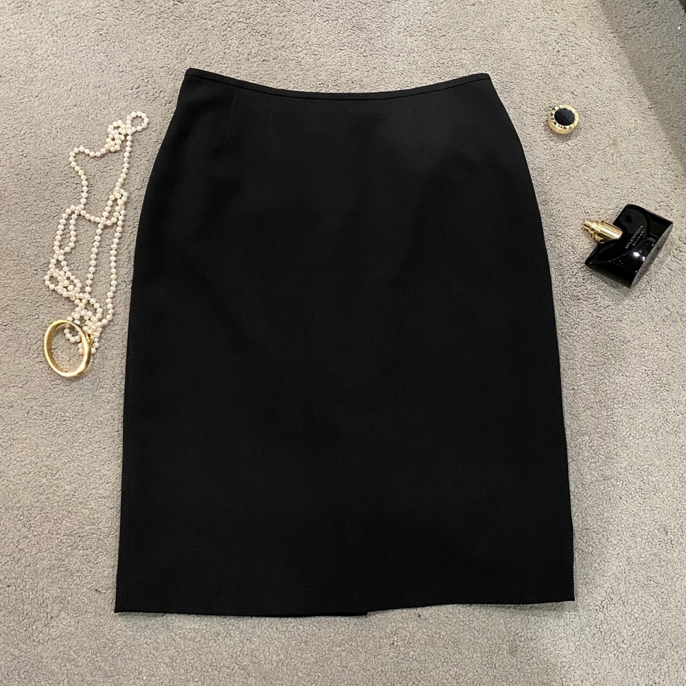 Black pencil midi skirt